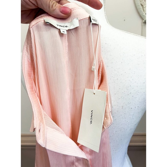 Vince Pink Smocked Waist Shirt Dress Size XS NWT - Picture 5 of 6